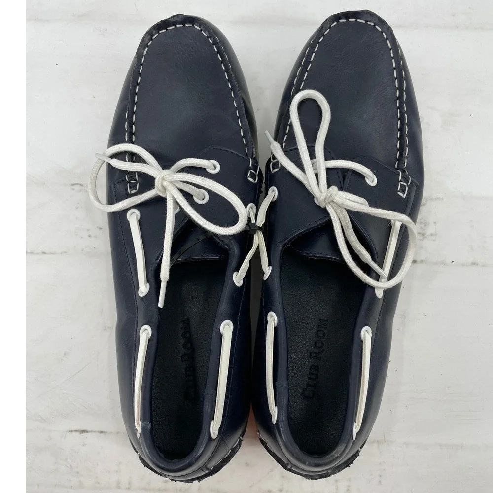 Club Room Boat Shoes Navy Blue Men's Size 10.5 Good